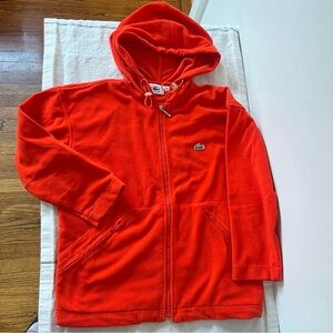 Lacoste Kids orange fleece Zip-Up Hoodie jacket